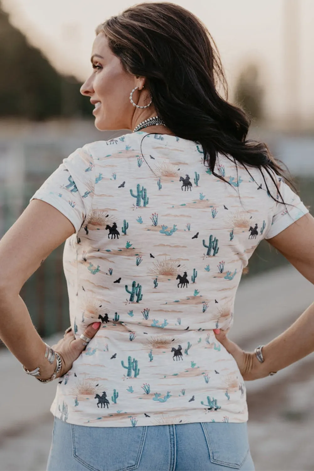 Cactus Print Crew Neck Short Sleeve T-Shirt sold by Beagle Boutique product image thumbnail 2