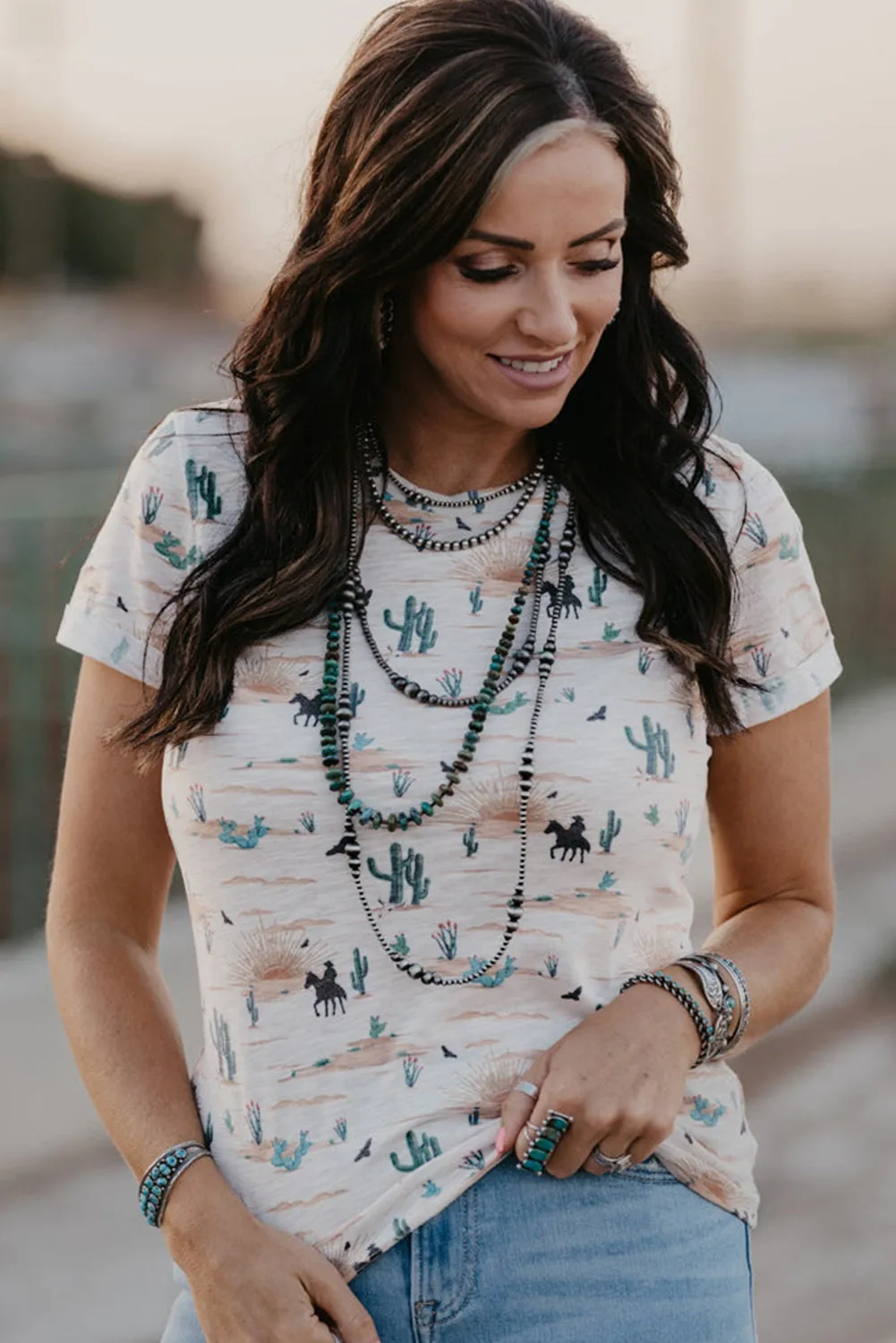 Cactus Print Crew Neck Short Sleeve T-Shirt sold by Beagle Boutique product image thumbnail 5