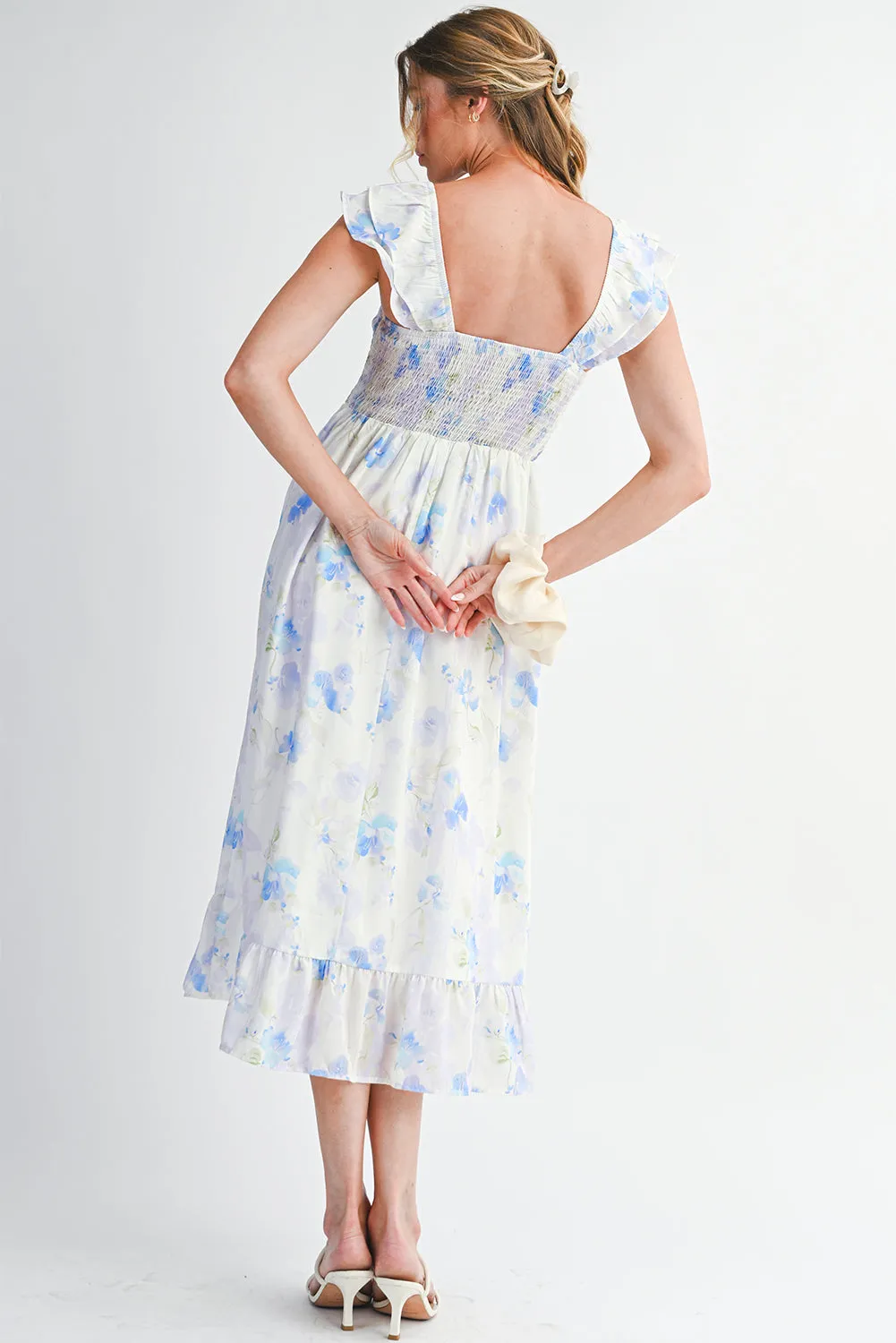 Floral Smocked Ruffle Sleeveless Long Dress sold by Beagle Boutique product image thumbnail 2