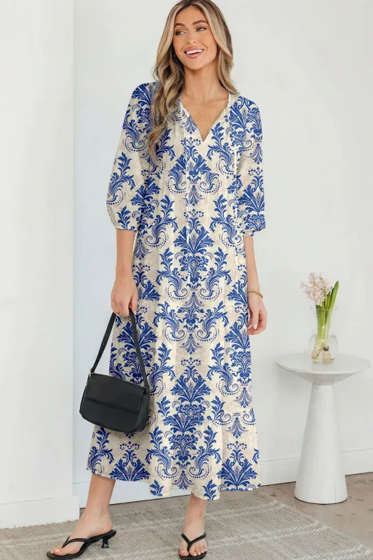 Boho Printed Half Sleeve Maxi Dress sold by Beagle Boutique