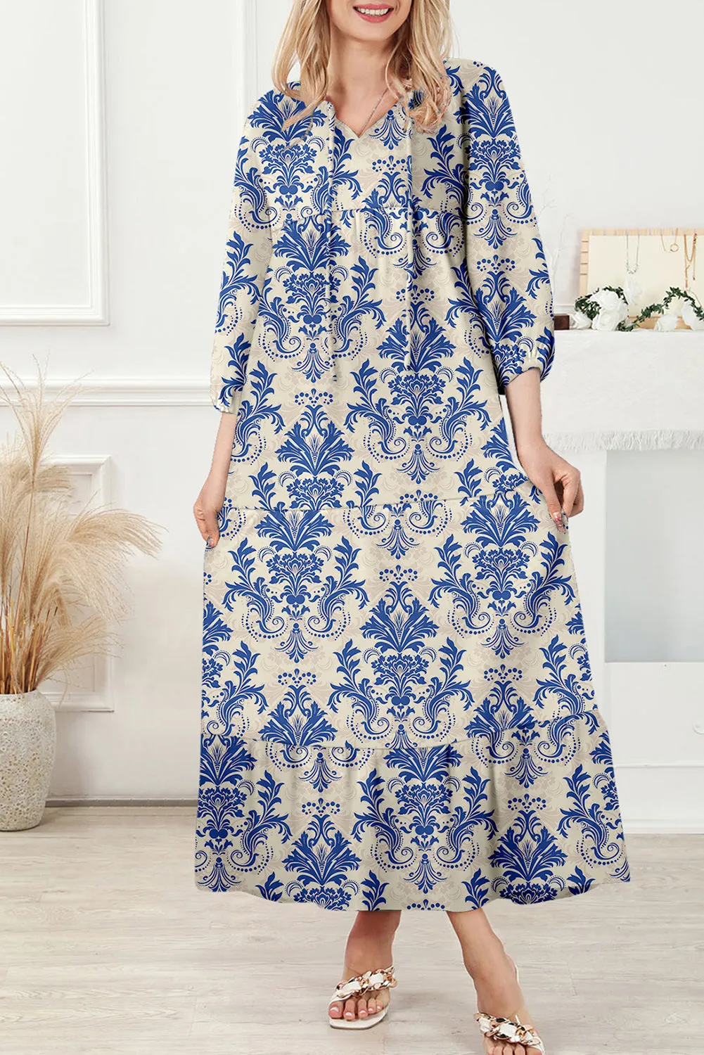 Boho Printed Half Sleeve Maxi Dress sold by Beagle Boutique product image thumbnail 5