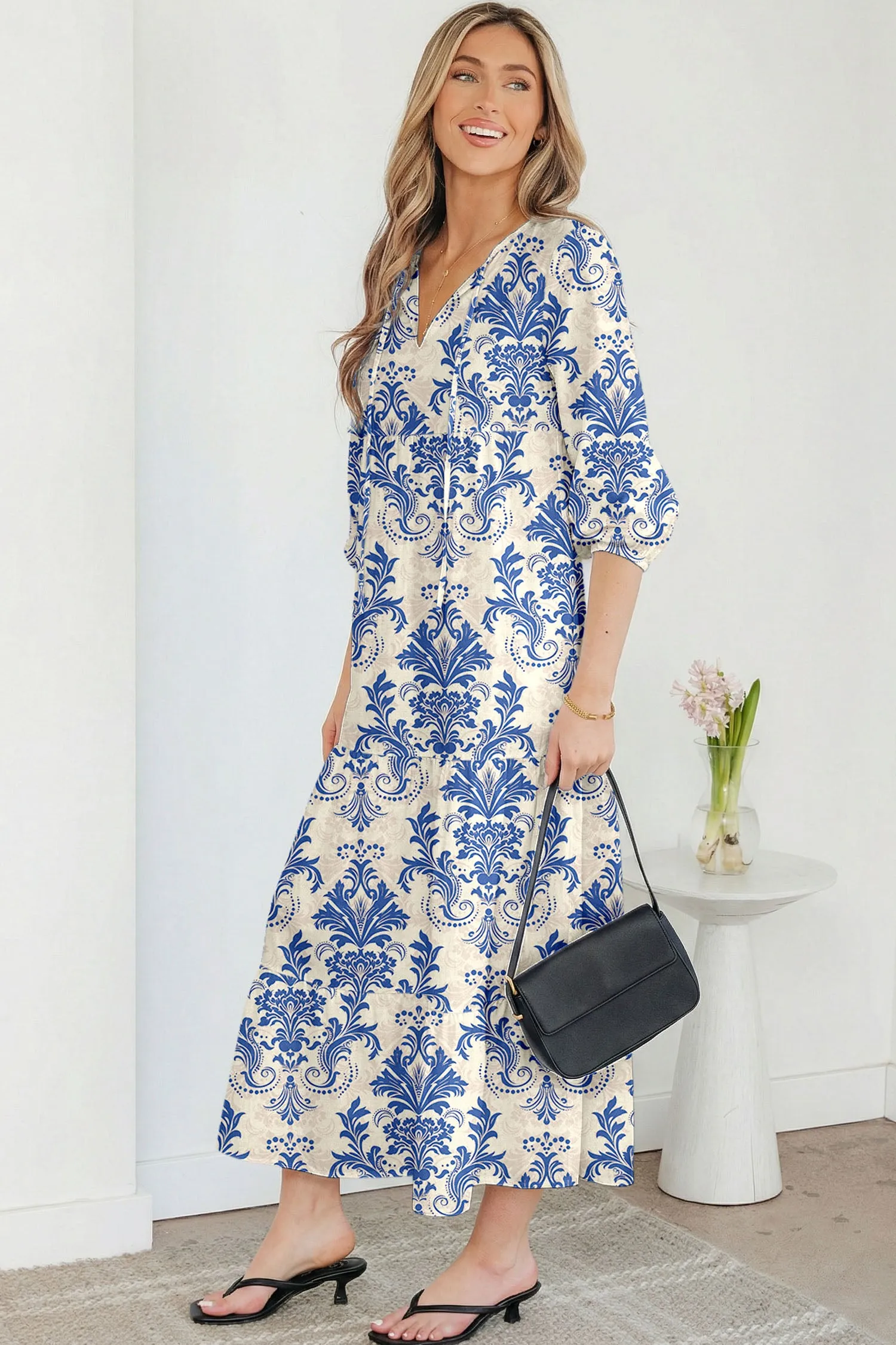 Boho Printed Half Sleeve Maxi Dress sold by Beagle Boutique product image thumbnail 3