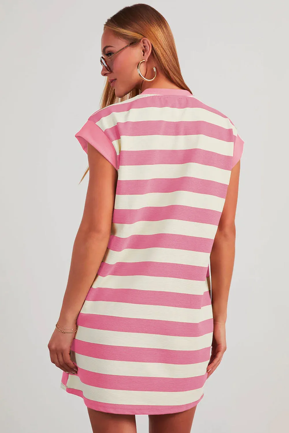 Stripe Cap Sleeve Shift T-Shirt Dress sold by Beagle Boutique product image thumbnail 2