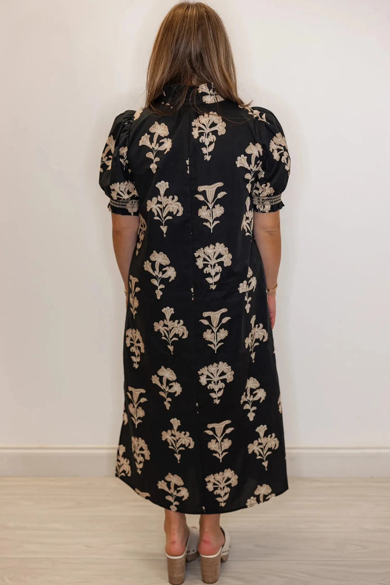Floral Print Frilled Collar Short Puff Sleeve Plus Size Maxi Dress sold by Beagle Boutique product image thumbnail 2