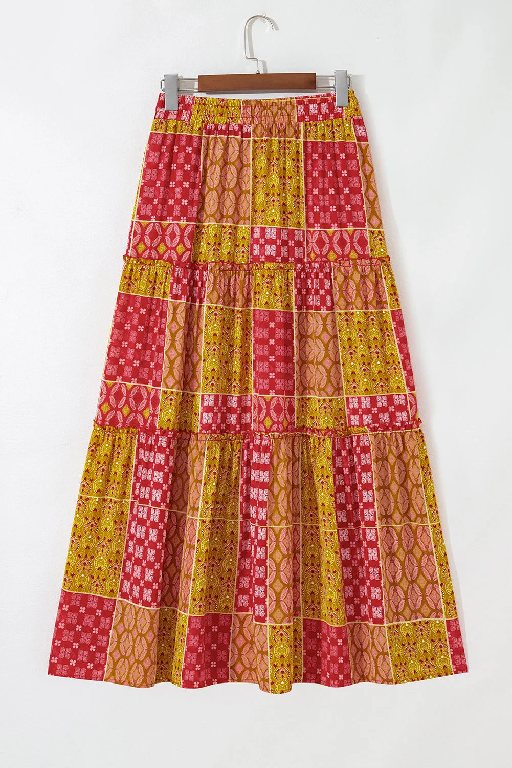 Tiered Paisley Print Pocketed Maxi Skirt sold by Beagle Boutique product image thumbnail 5