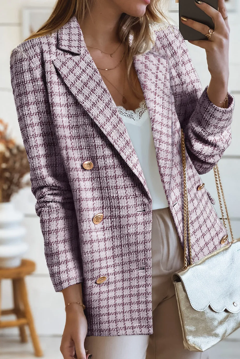 Elegant Tweed Plaid Blazer sold by Beagle Boutique product image thumbnail 2