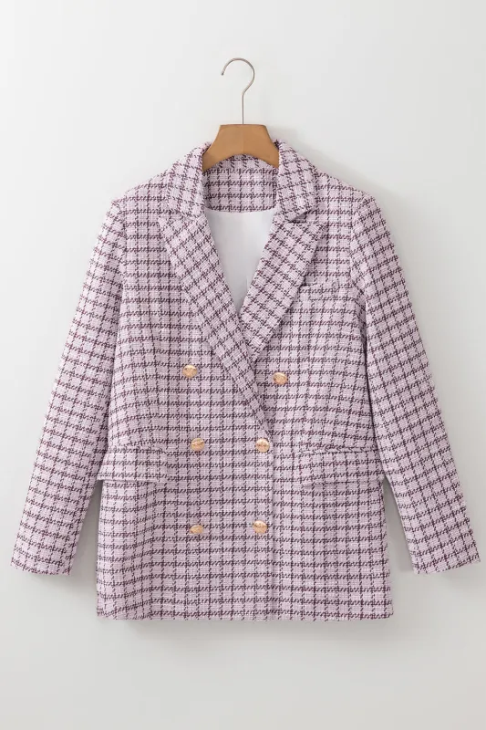 Elegant Tweed Plaid Blazer made by eAura