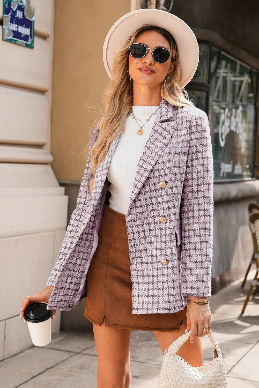 Elegant Tweed Plaid Blazer sold by Beagle Boutique product image thumbnail 4