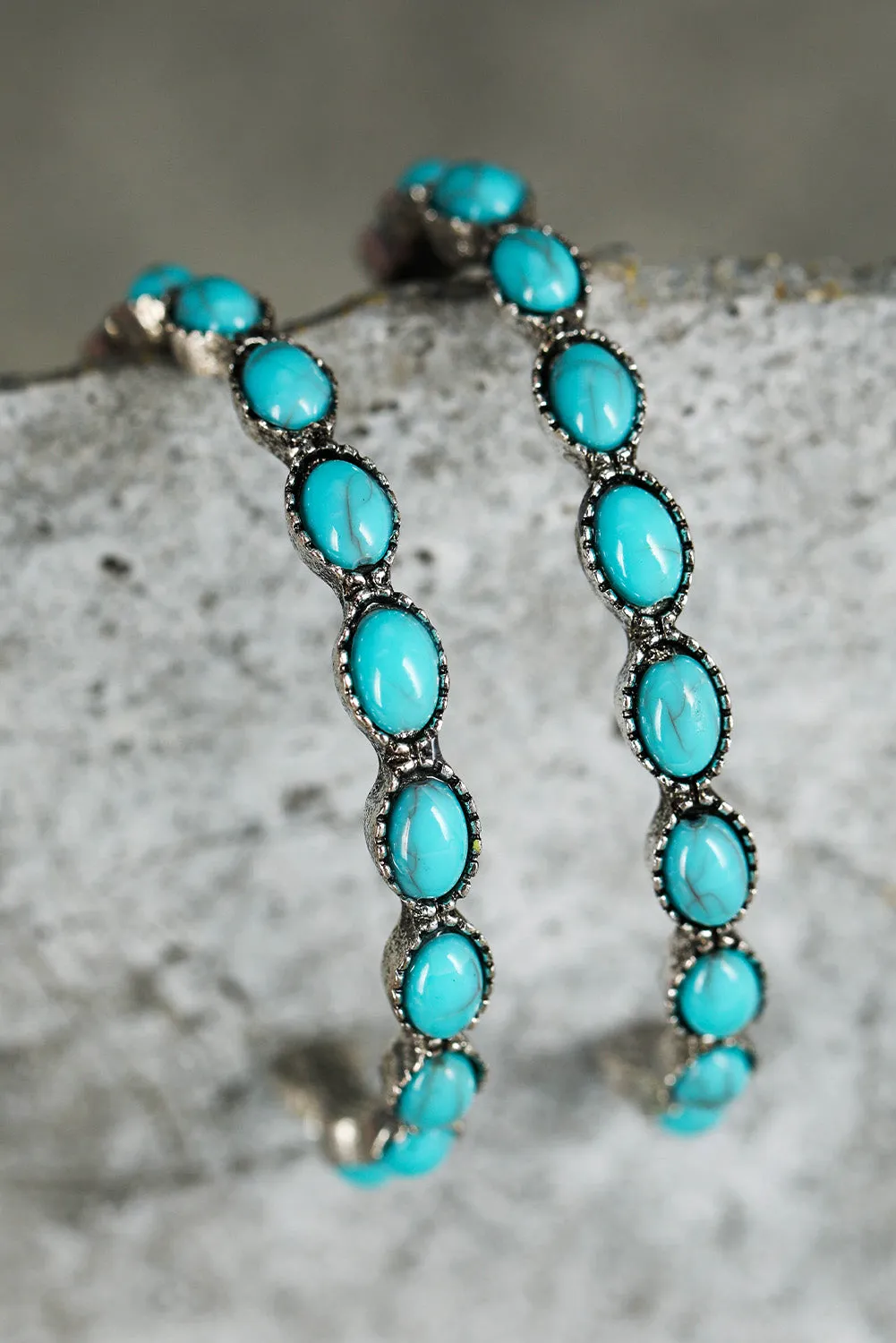 Turquoise Big Circle C-shaped Earrings sold by Beagle Boutique product image thumbnail 2