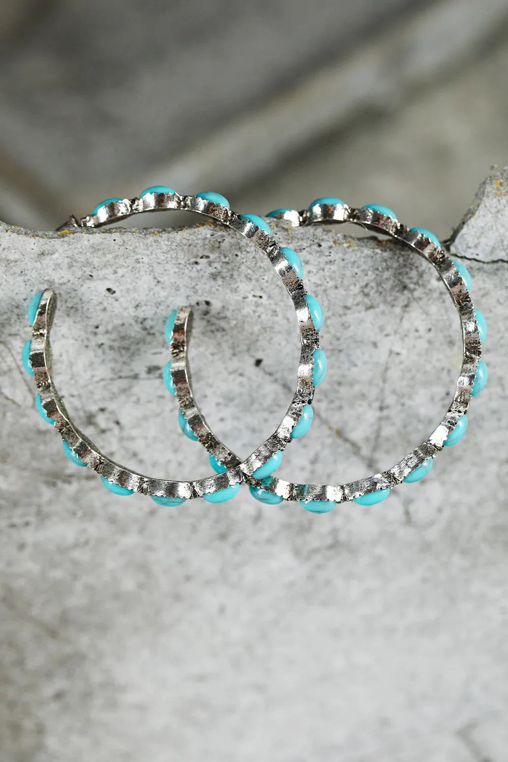 Turquoise Big Circle C-shaped Earrings sold by Beagle Boutique product image thumbnail 5