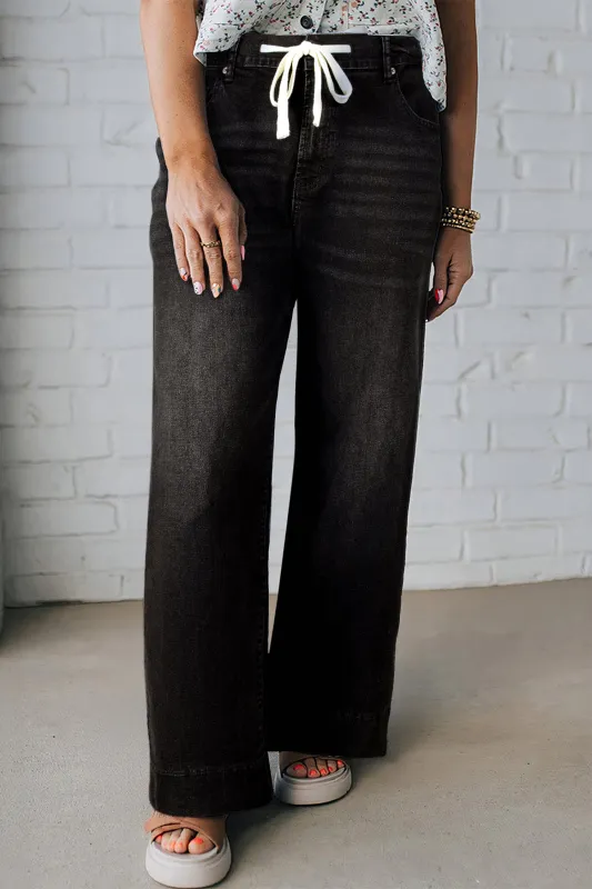 Acid Wash Contrast Lace-up Plus Size Jeans made by eAura