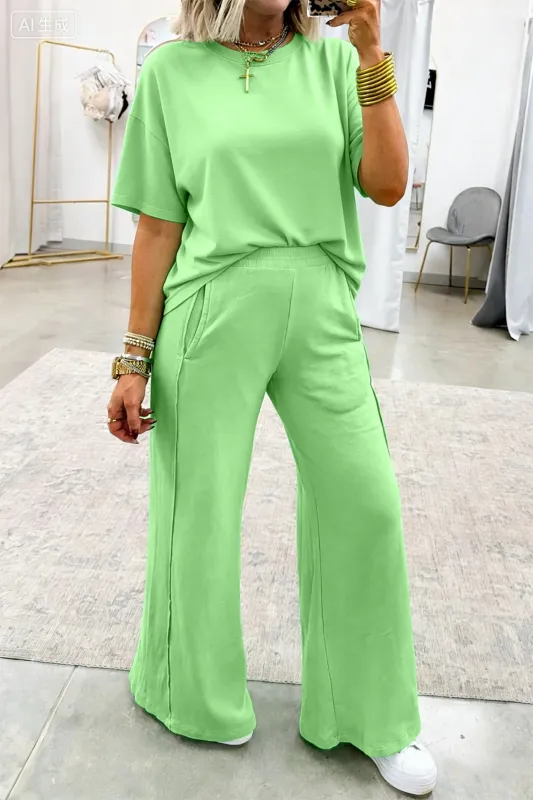 Oversized Tee Pocketed Casual Pants Co-ord Set made by eAura