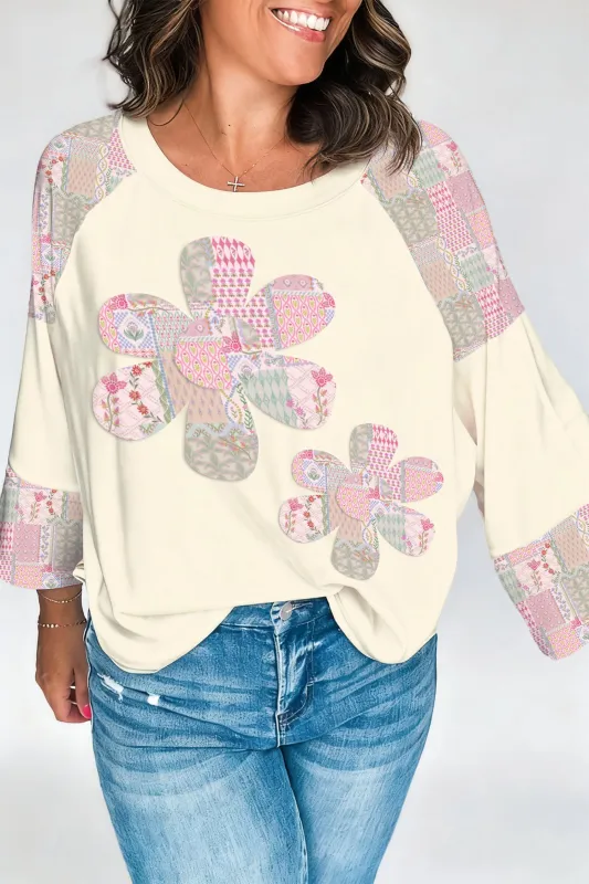 Retro Floral Patchwork Long Sleeve Top made by eAura