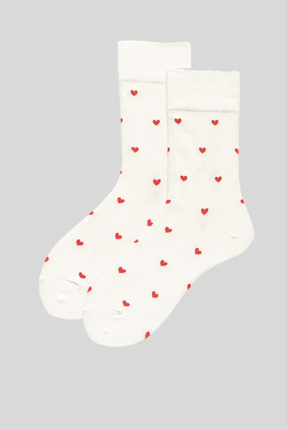 White With Red Hearts Pattern Crew Socks sold by Beagle Boutique product image thumbnail 2