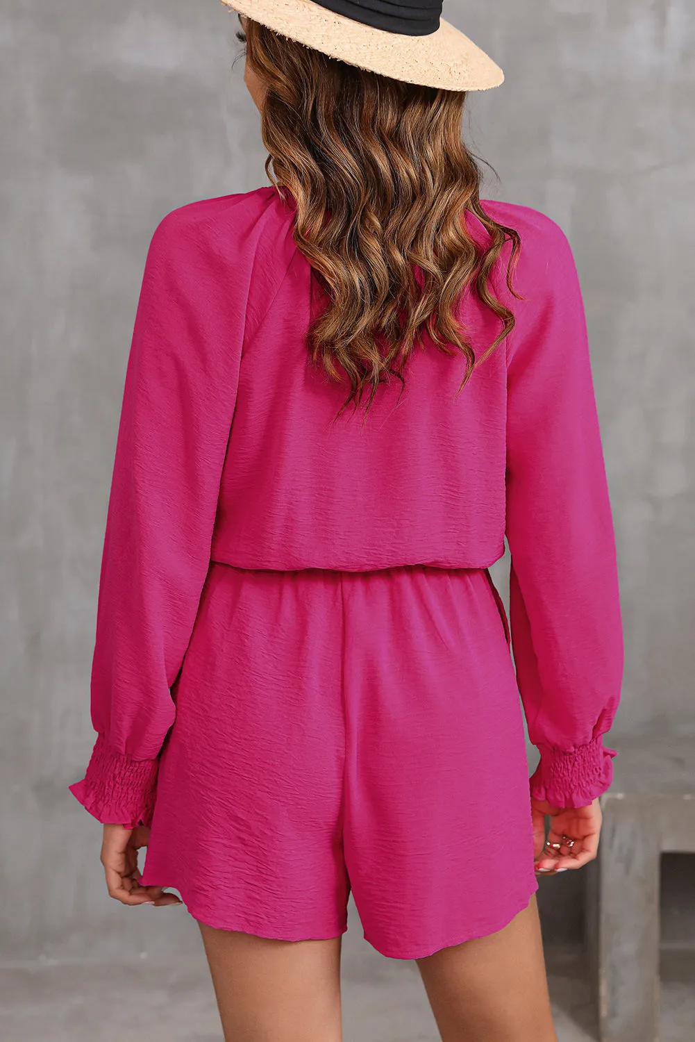 Tie Knot V-Neck Puff Long Sleeve Romper sold by Beagle Boutique product image thumbnail 2