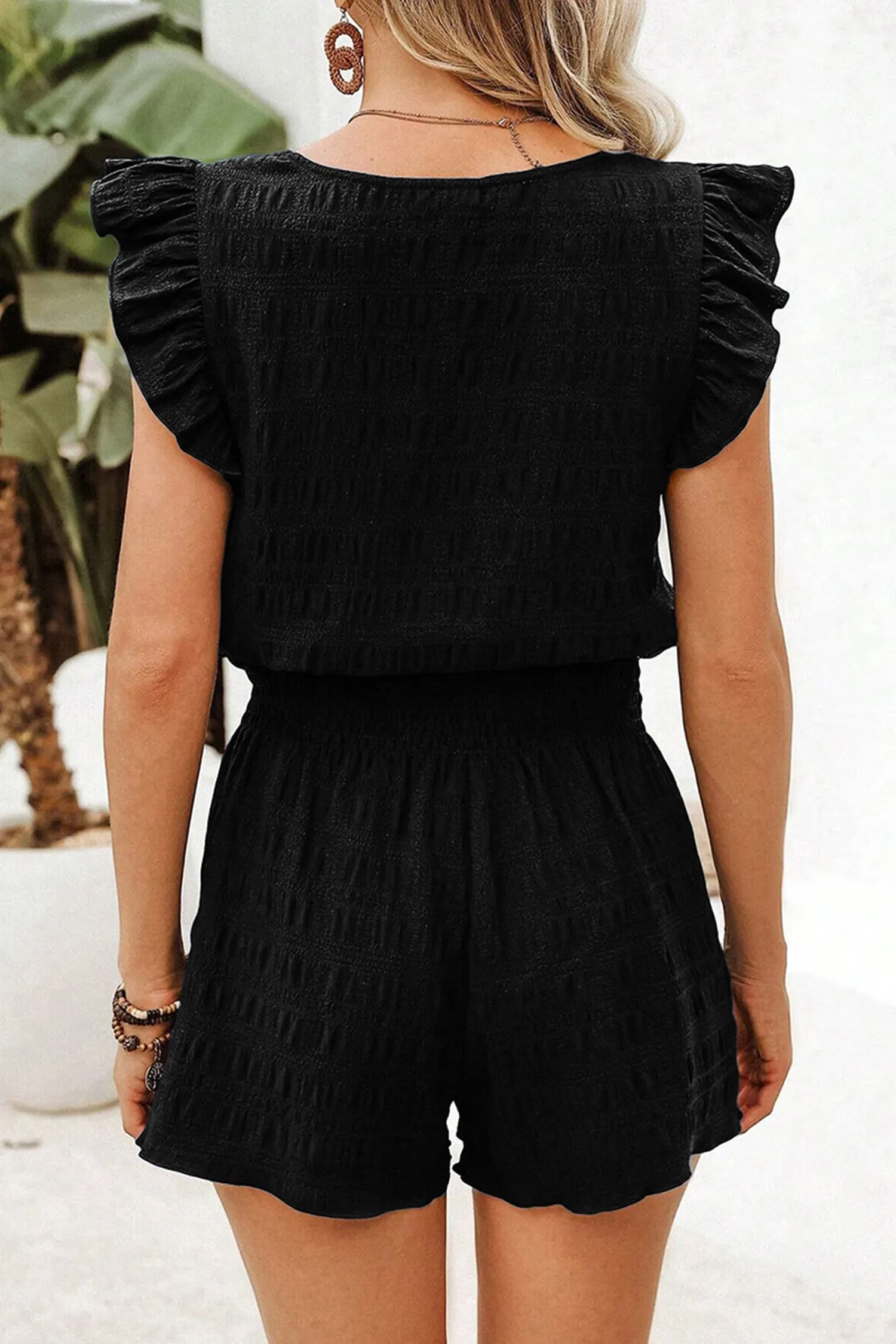 Textured Square Neck Top & Shirred High Waist Shorts Co-ord Set sold by Beagle Boutique product image thumbnail 2