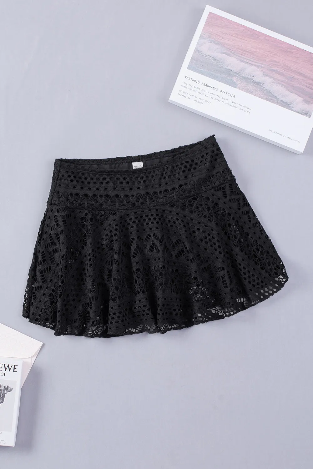 Crochet Lace Swim Skirt with Built-In Brief – Black sold by Beagle Boutique product image thumbnail 3