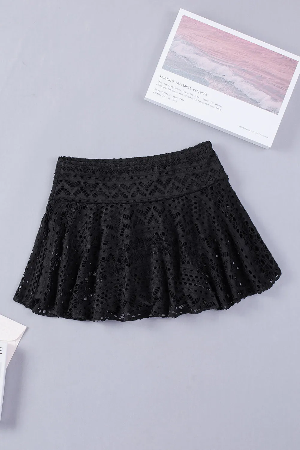 Crochet Lace Swim Skirt with Built-In Brief – Black sold by Beagle Boutique product image thumbnail 4