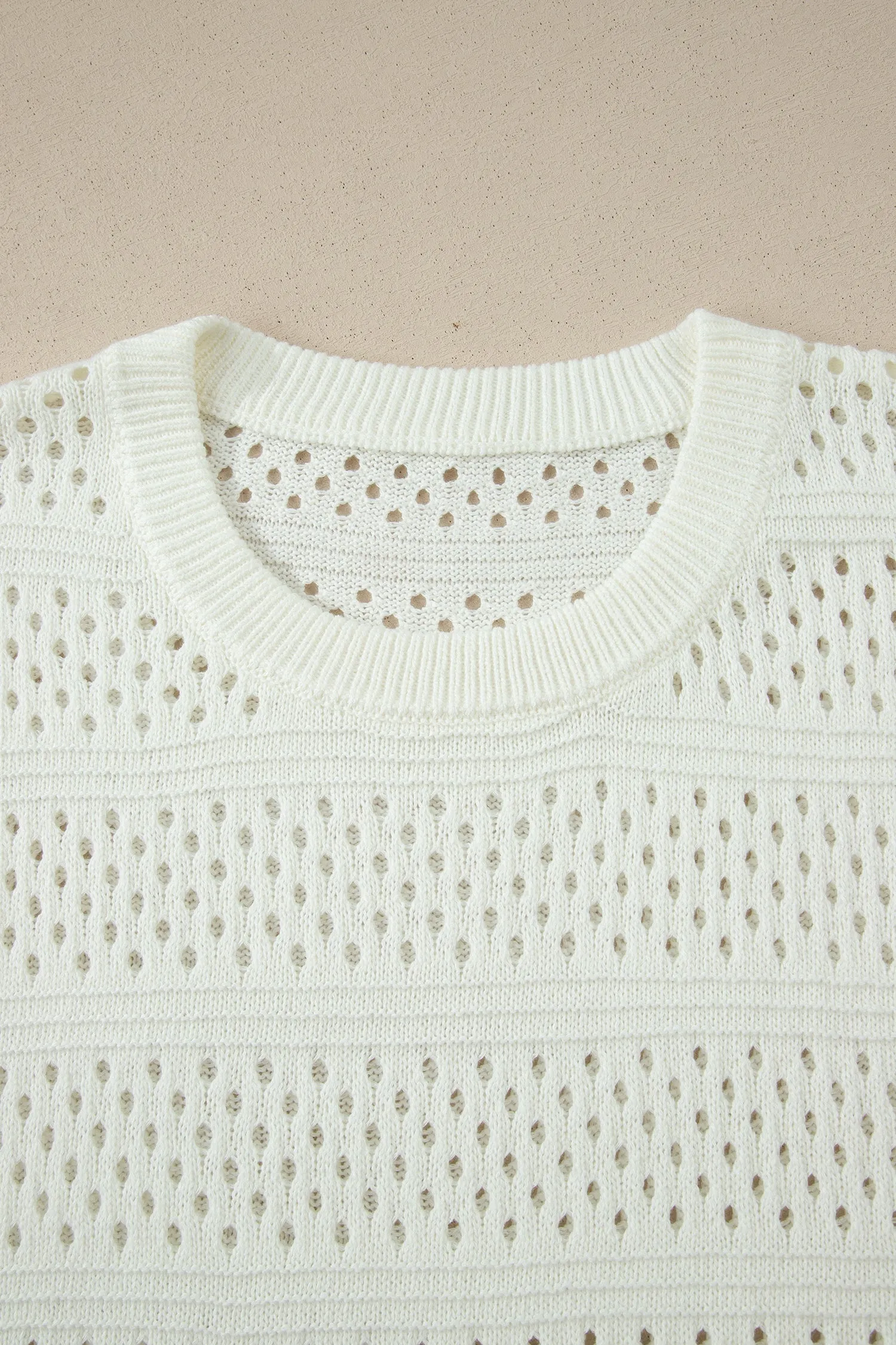 Plus Size Eyelet Hollow-Out Knit Dolman Short Sleeve Sweater sold by Beagle Boutique product image thumbnail 4