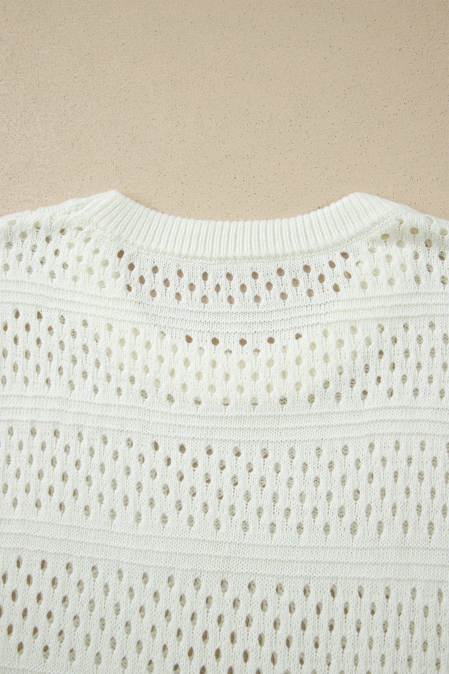 Plus Size Eyelet Hollow-Out Knit Dolman Short Sleeve Sweater sold by Beagle Boutique product image thumbnail 5
