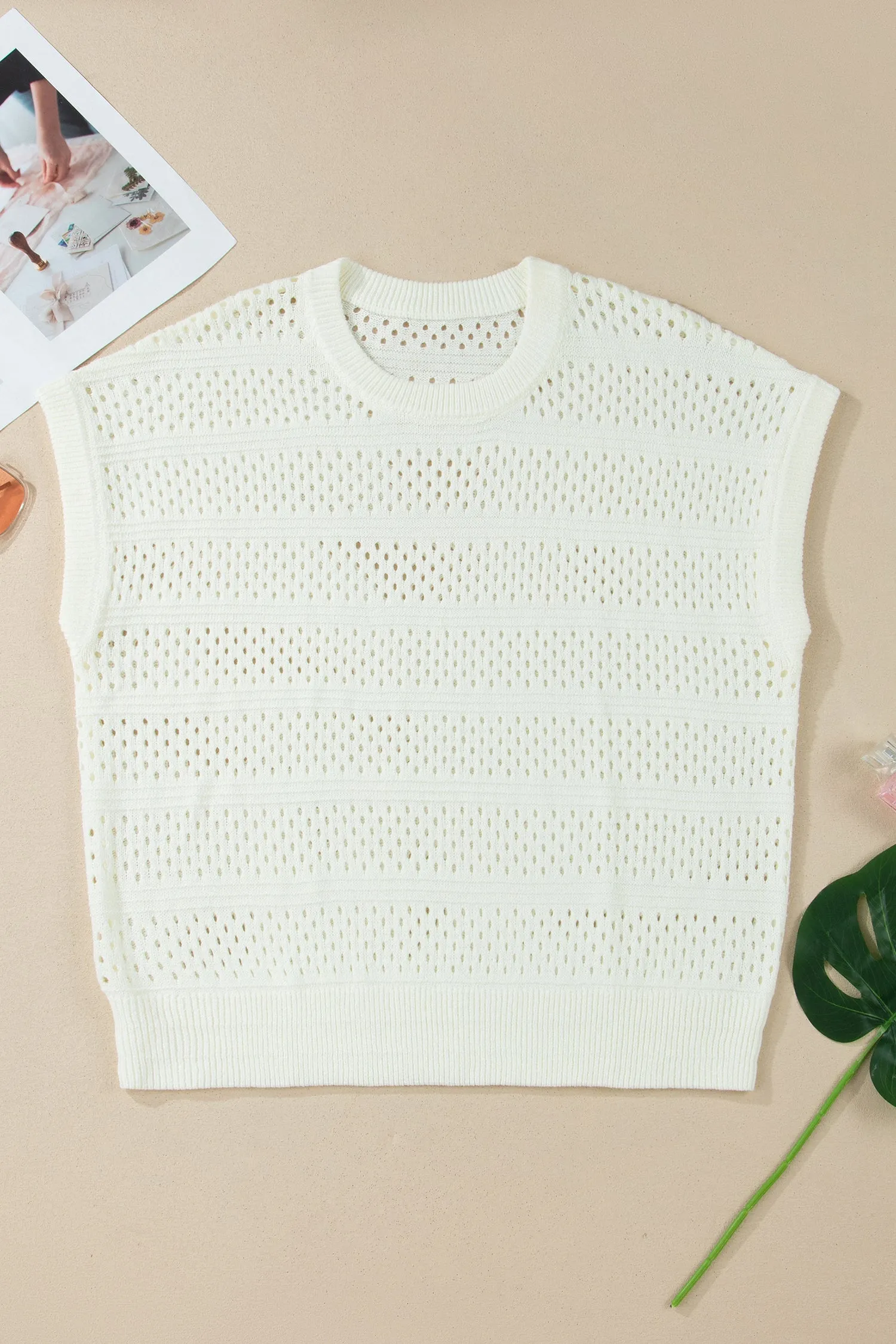 Plus Size Eyelet Hollow-Out Knit Dolman Short Sleeve Sweater sold by Beagle Boutique product image thumbnail 2