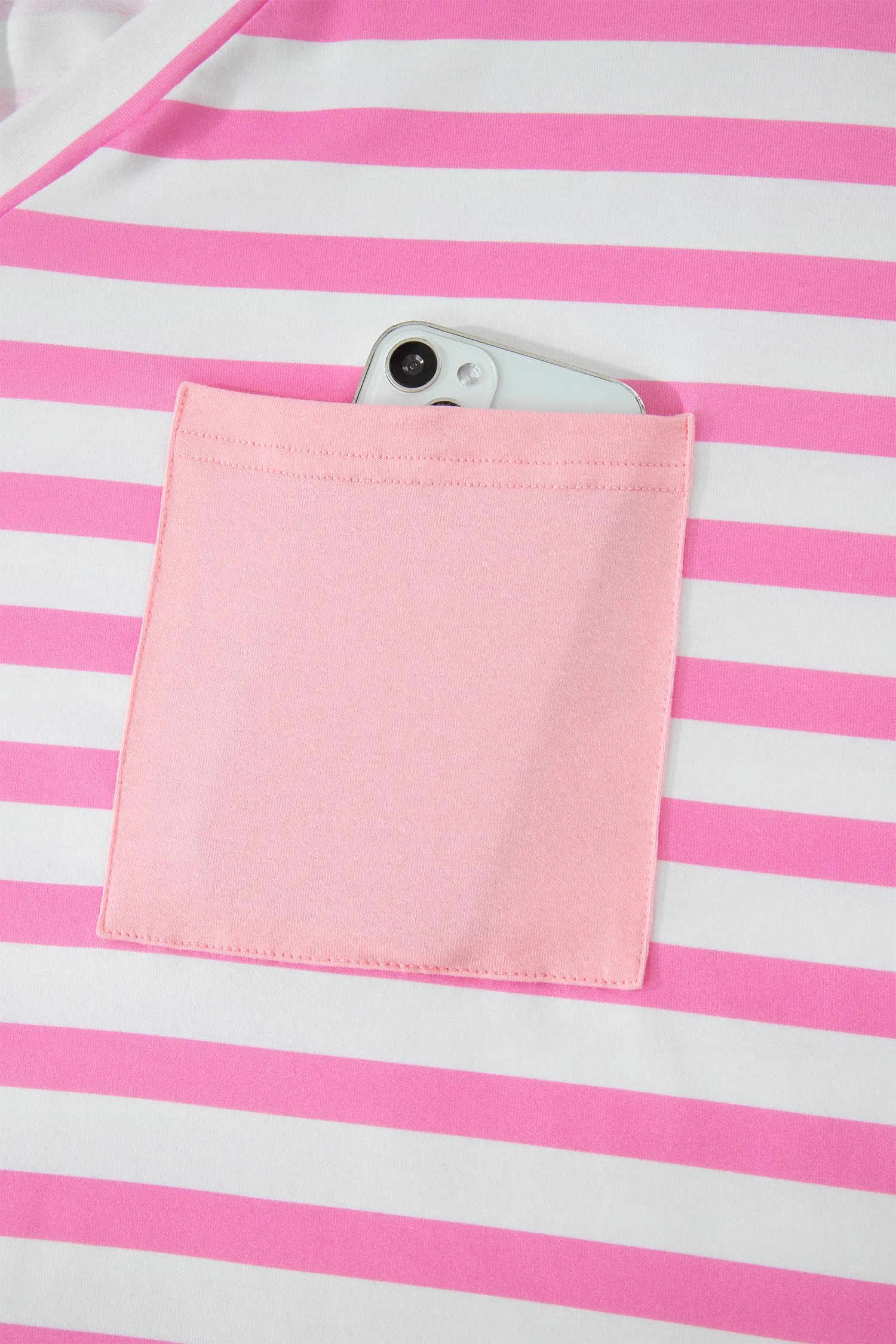 Plus Size Stripe Colourblock Patched Pocket V-Neck Tee sold by Beagle Boutique product image thumbnail 4