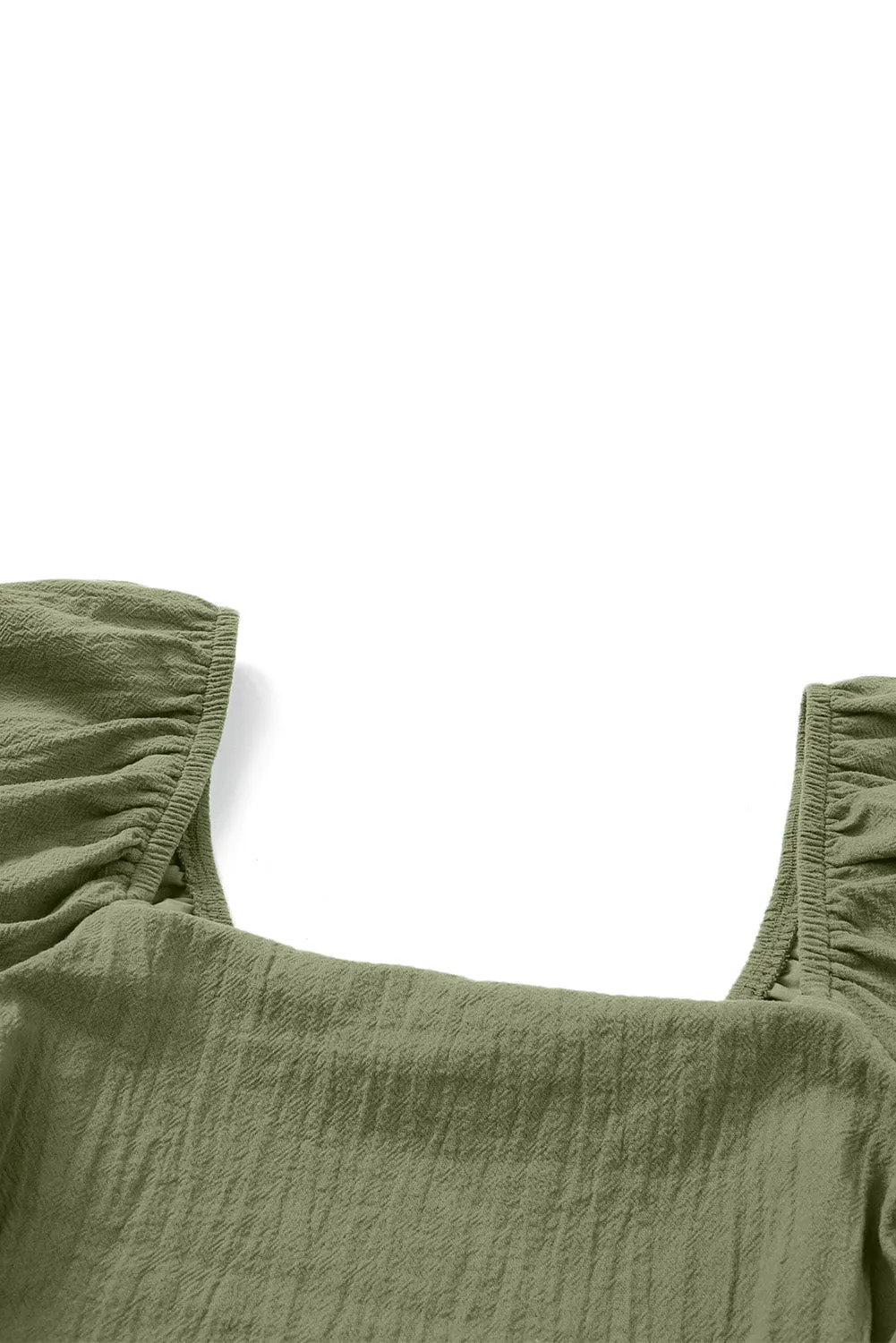 Square Neck Ruched Puff Sleeve Romper sold by Beagle Boutique product image thumbnail 5
