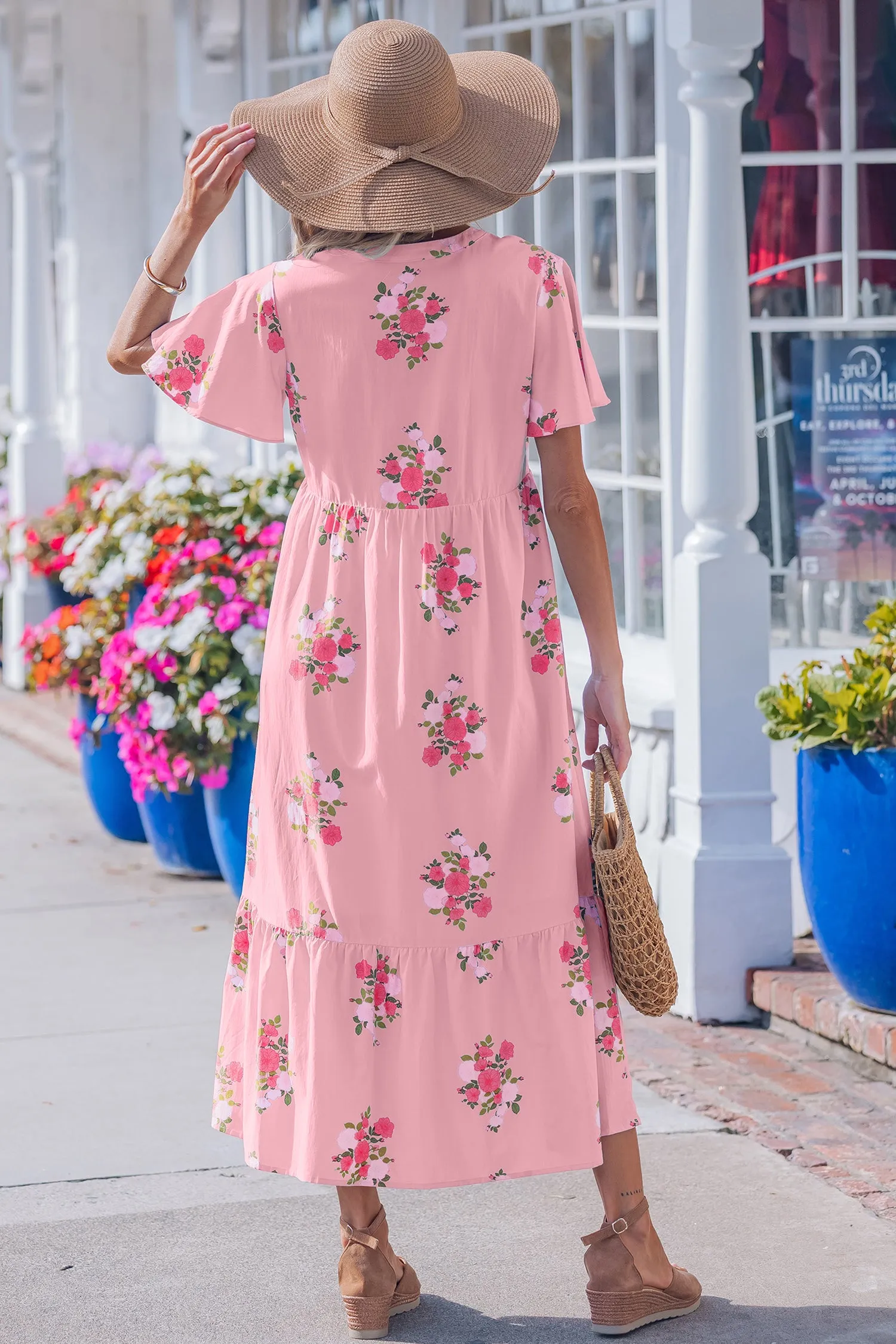 Floral Print Flutter Sleeve Maxi Dress sold by Beagle Boutique product image thumbnail 2