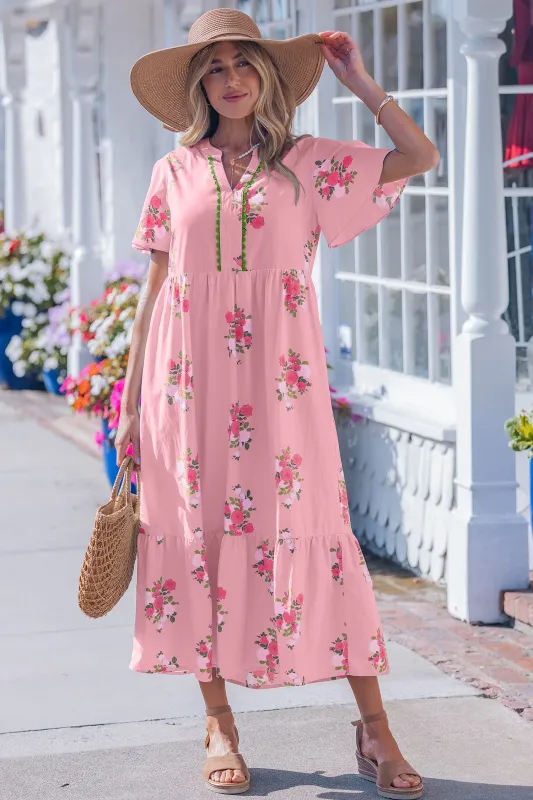 Floral Print Flutter Sleeve Maxi Dress made by eAura