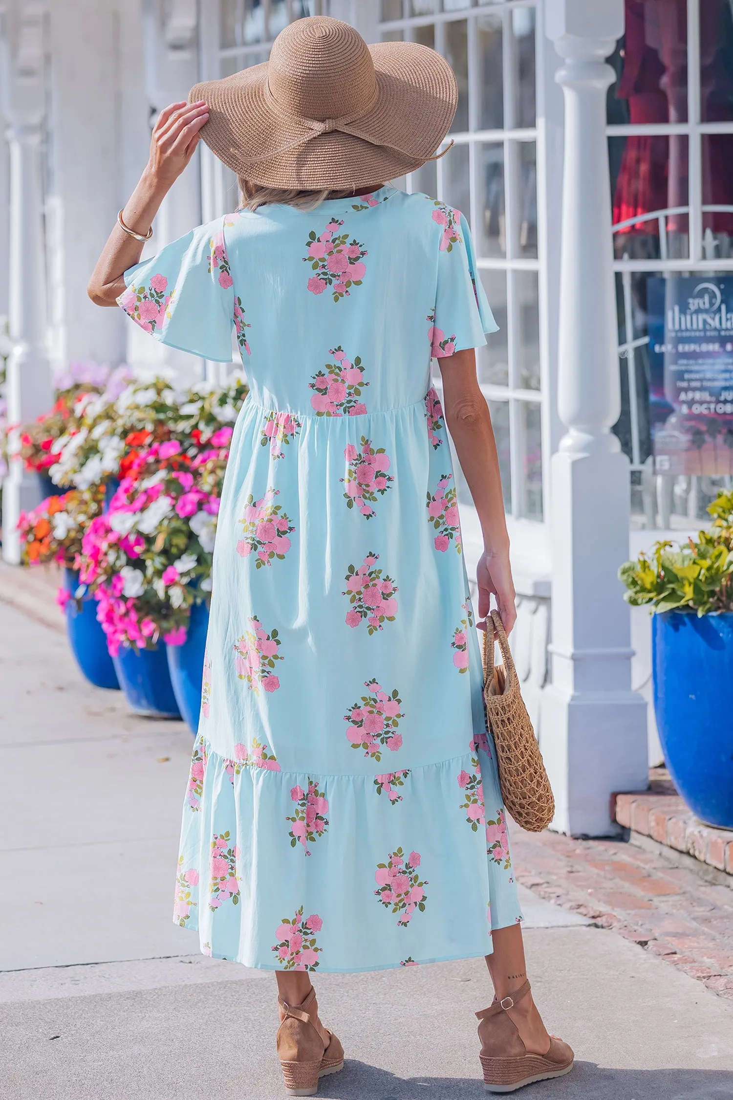 Floral Print Flutter Sleeve Maxi Dress sold by Beagle Boutique product image thumbnail 5