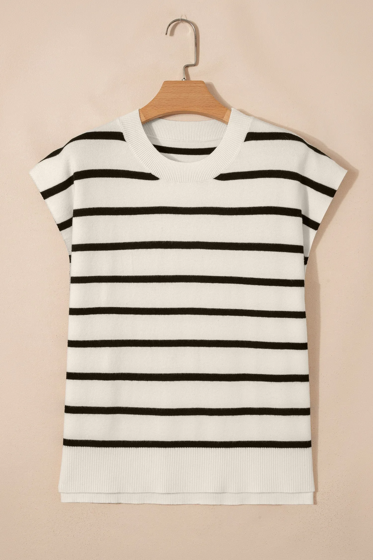 Side Slit Crew Neck Short Sleeve Sweater Tee sold by Beagle Boutique product image thumbnail 4
