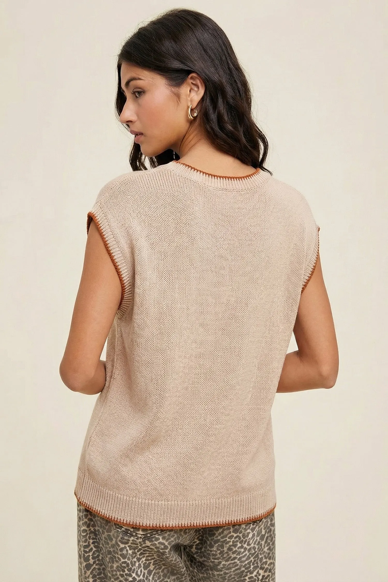 HOWDY Contrast Trim Short Sleeve Western Knit Sweater sold by Beagle Boutique product image thumbnail 2
