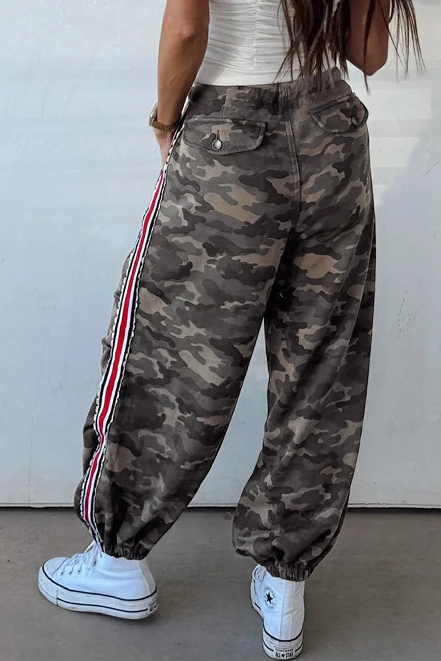 Camo Print Striped Side Panel Drawstring Joggers sold by Beagle Boutique product image thumbnail 5