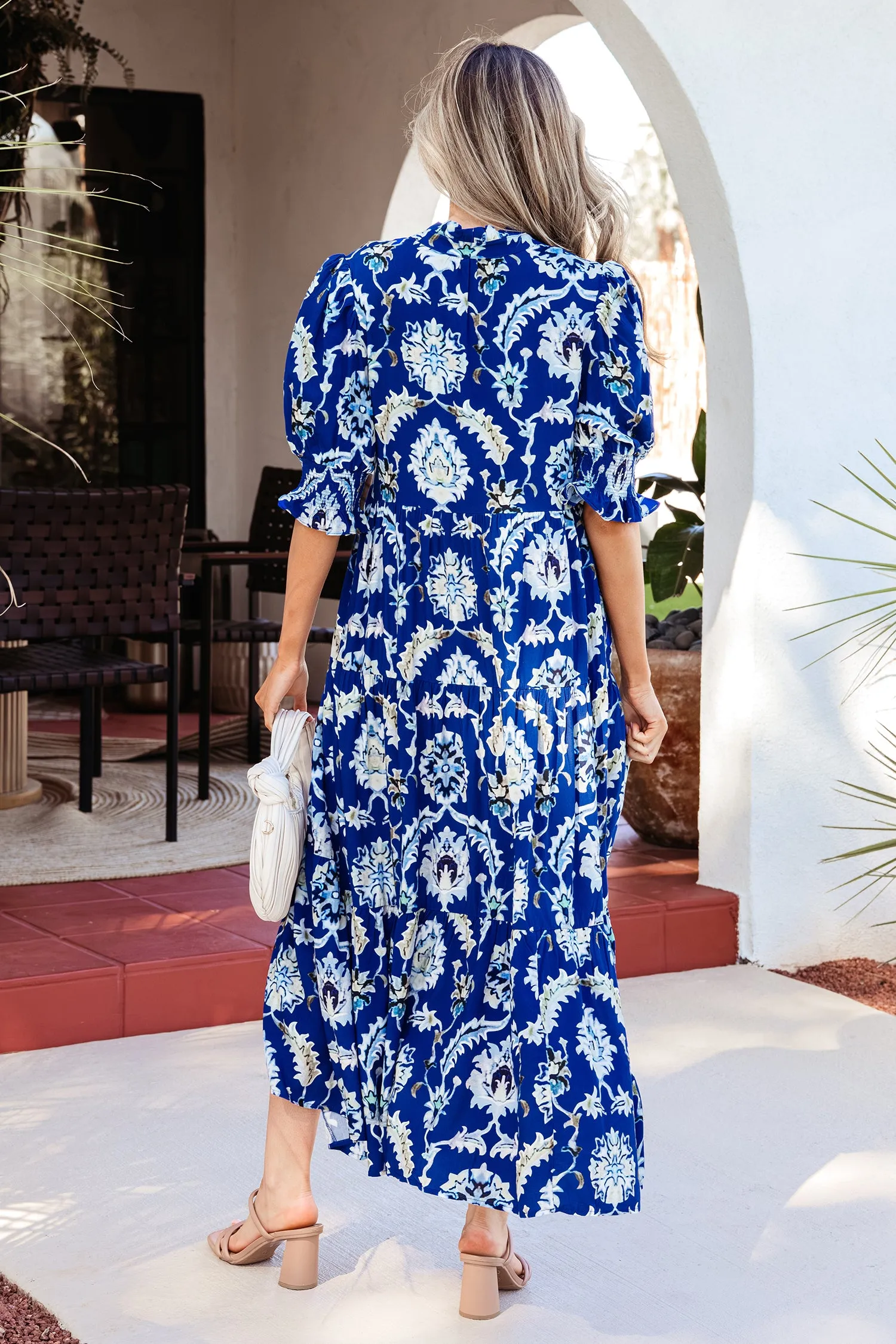 Wild Floral Print Frilled Collar Half Sleeve Long Dress sold by Beagle Boutique product image thumbnail 3