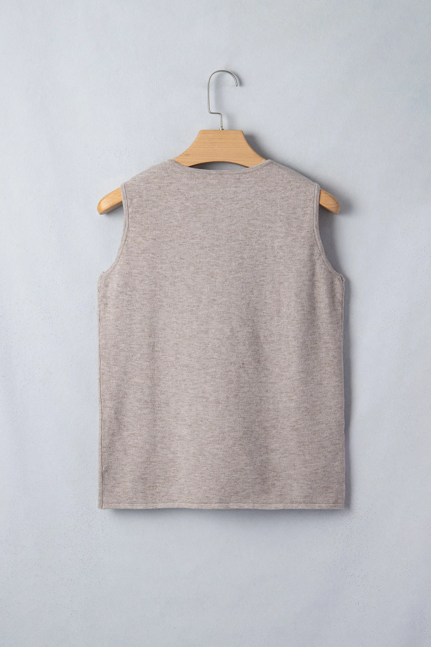 Taupe Metallic Star Detail V-Neck Sweater Knit Tank Top sold by Beagle Boutique product image thumbnail 5