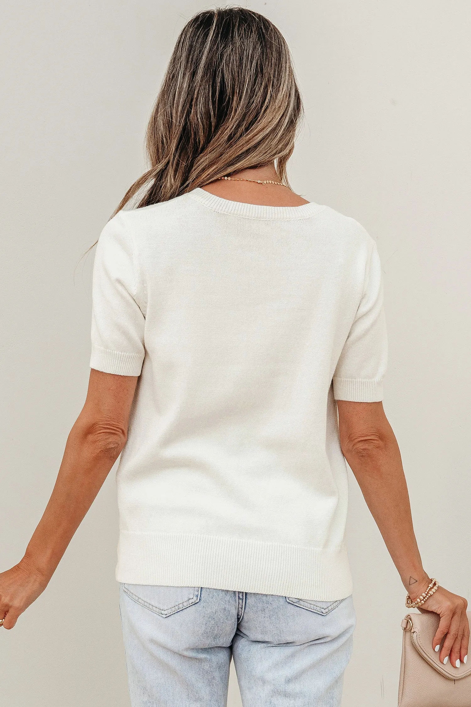 White Wild West Horse Head Print Short Sleeve Sweater sold by Beagle Boutique product image thumbnail 2