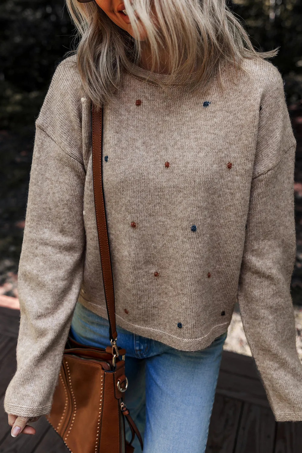 Contrast Colour Dot Detail Drop Shoulder Sweater sold by Beagle Boutique product image thumbnail 3