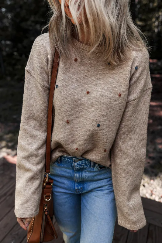 Contrast Colour Dot Detail Drop Shoulder Sweater made by Beagle Boutique