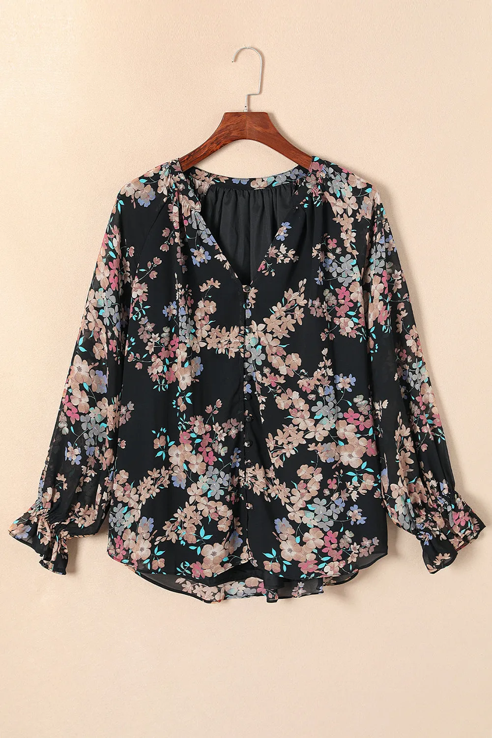 Wildflower Print Chiffon Blouse sold by Beagle Boutique product image thumbnail 4