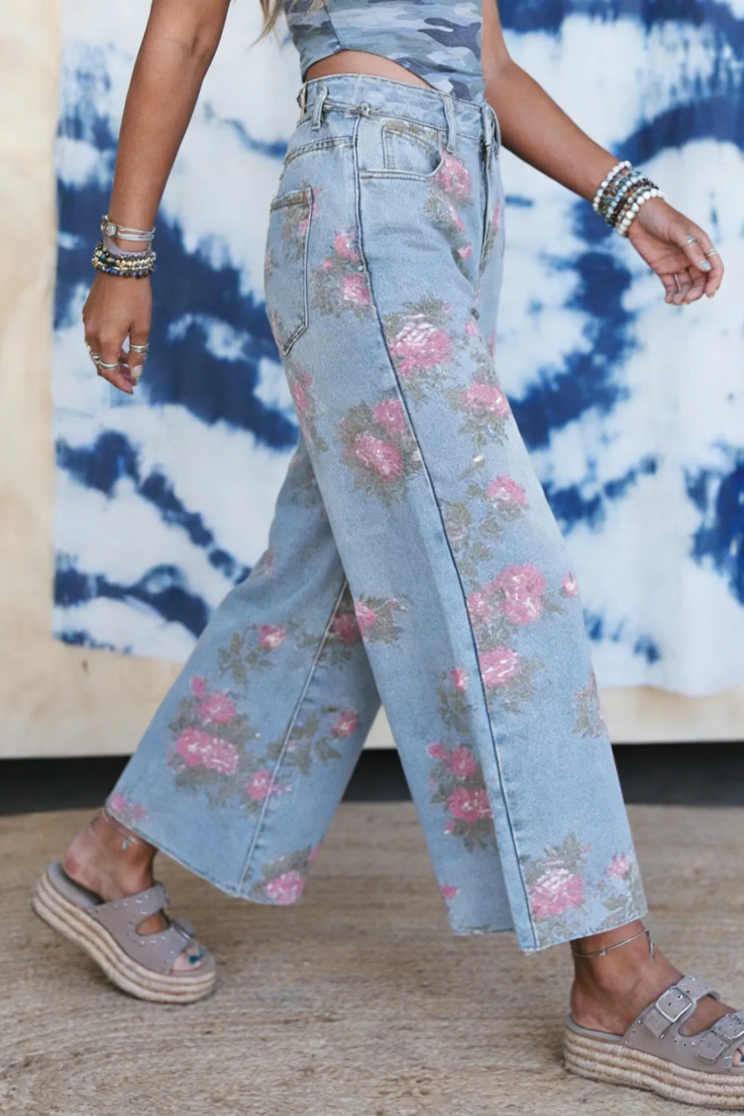 Floral Print Bootcut Jeans – Sky Blue Denim sold by Beagle Boutique product image thumbnail 3