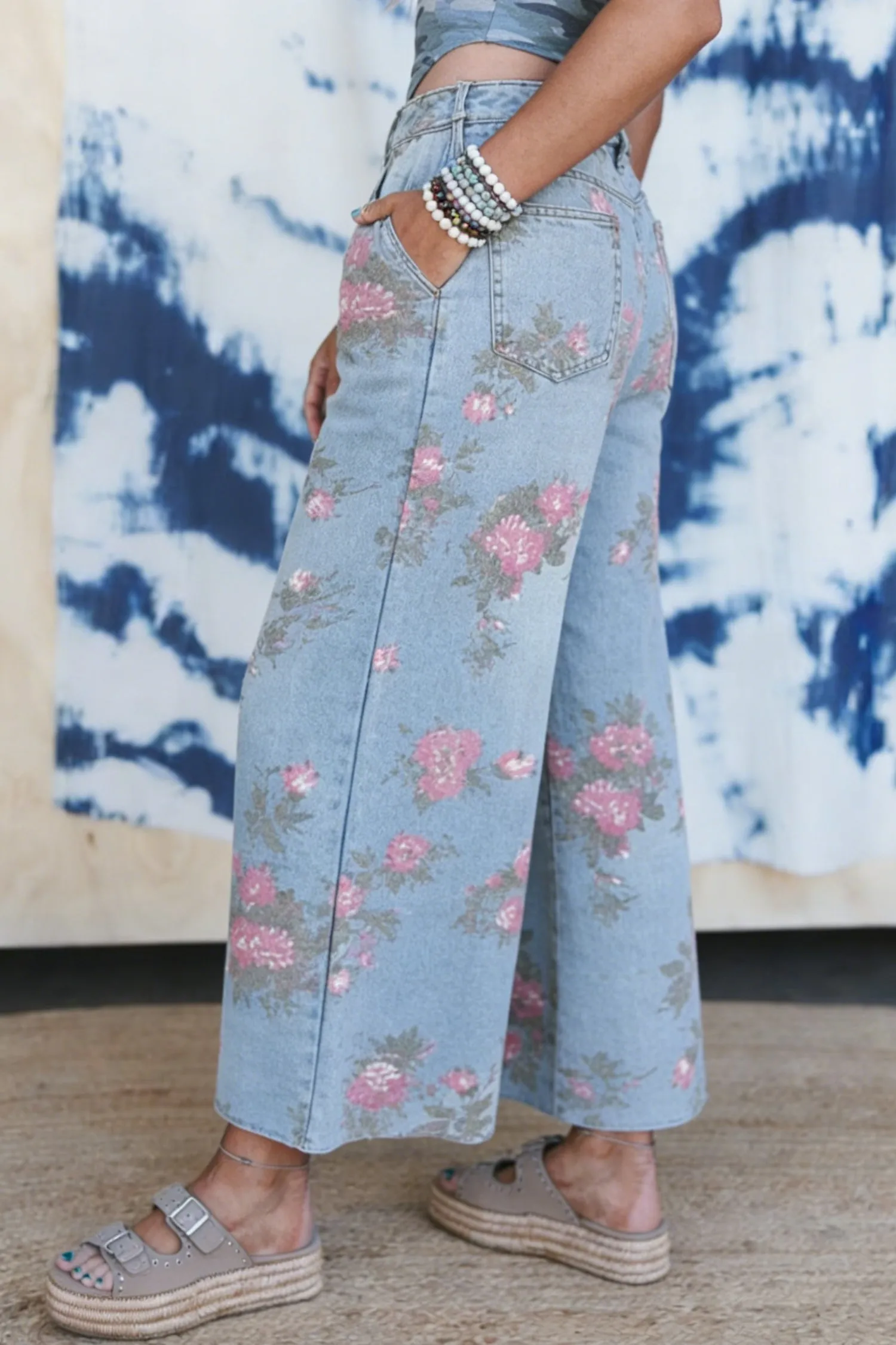 Floral Print Bootcut Jeans – Sky Blue Denim sold by Beagle Boutique product image thumbnail 2