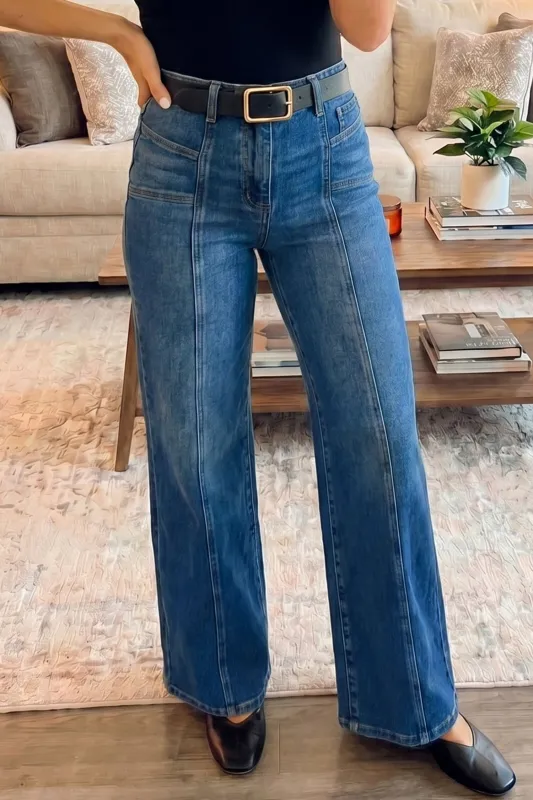 Tailored Seam Detail Shift Jeans – Sky Blue made by eAura