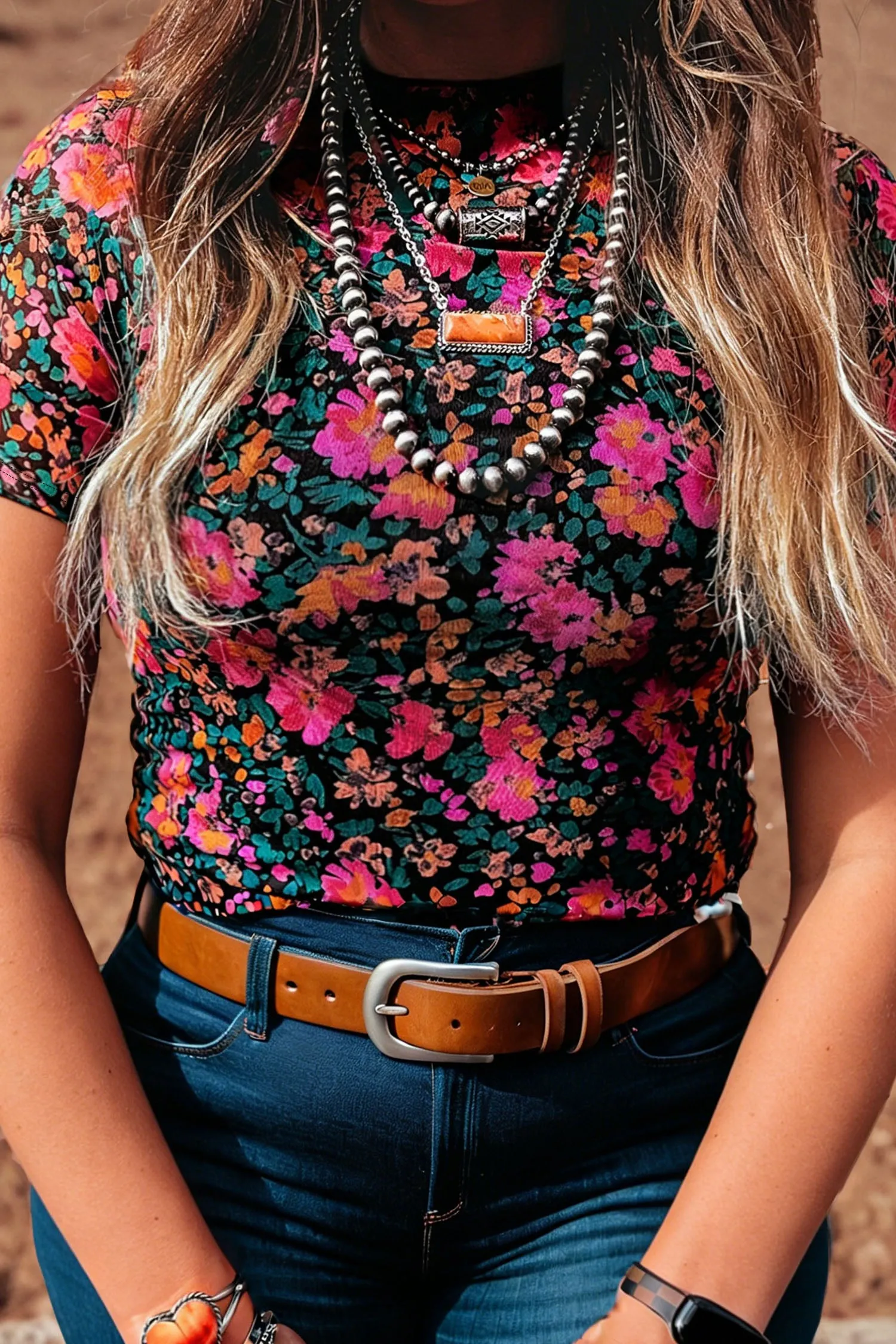 Plus Size Floral Print Sheer Mesh Short Sleeve Top – Rose sold by Beagle Boutique