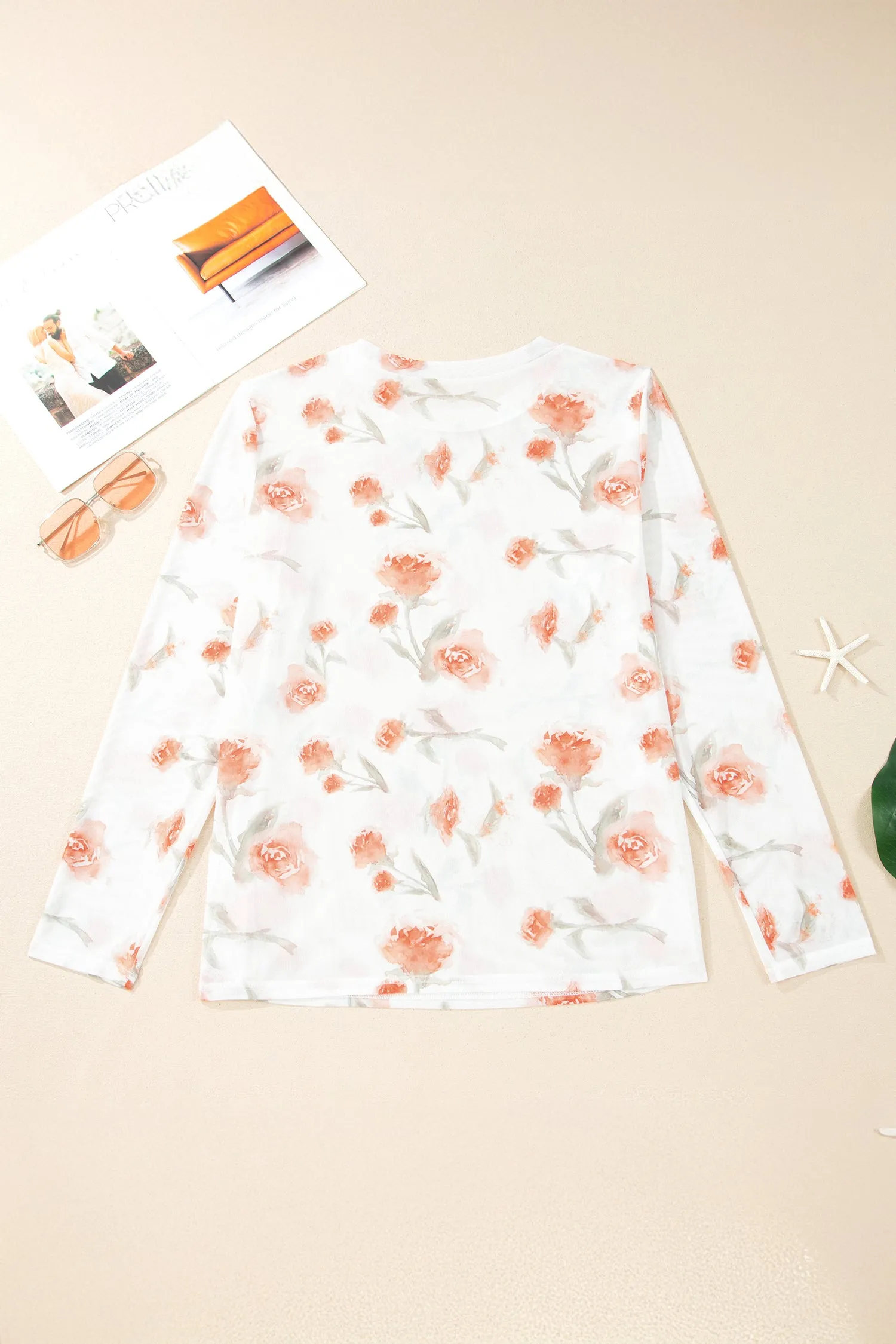 Plus Size Floral Print Sheer Mesh Long Sleeve Top – Red sold by Beagle Boutique product image thumbnail 3