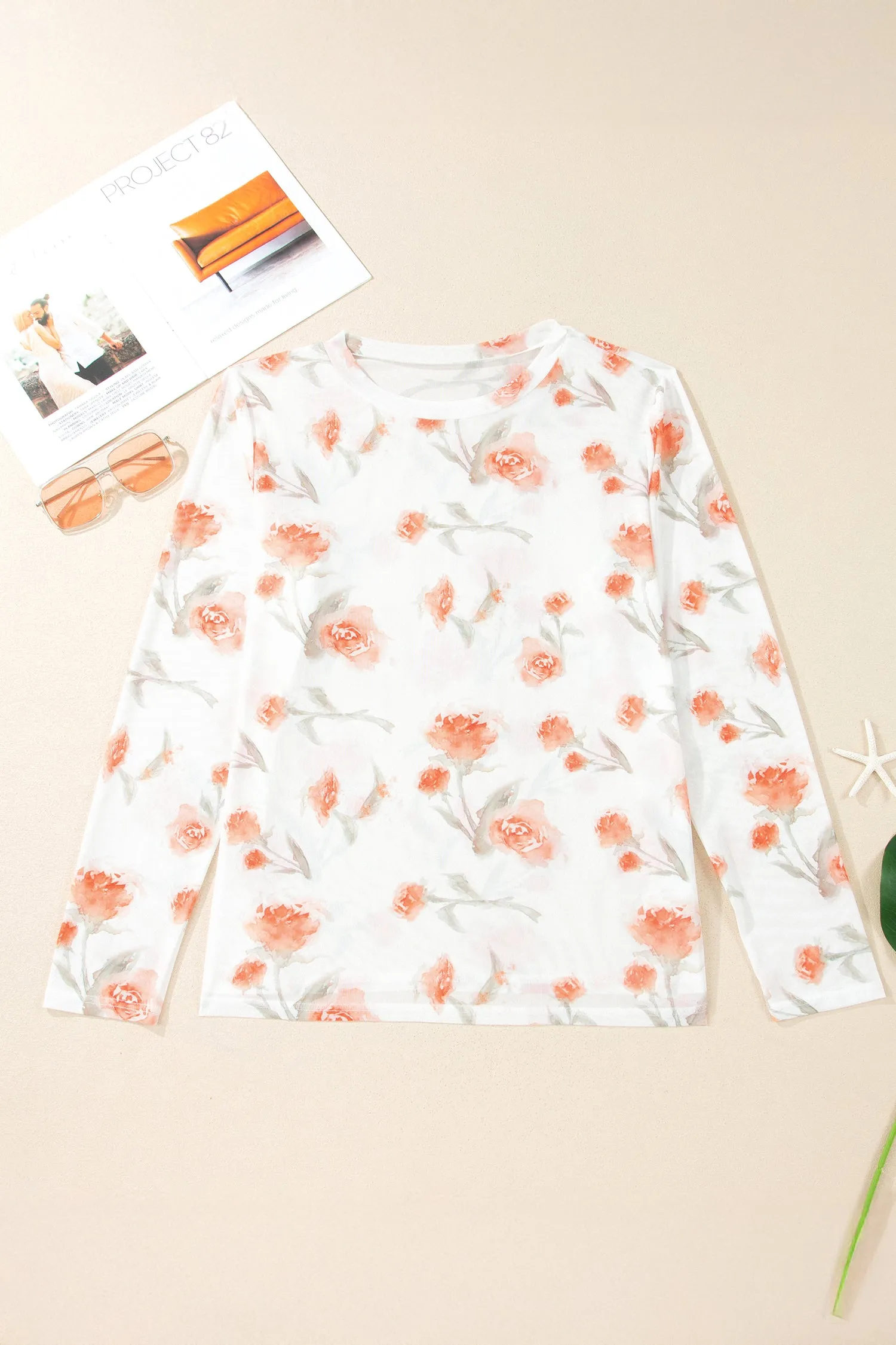 Plus Size Floral Print Sheer Mesh Long Sleeve Top – Red sold by Beagle Boutique product image thumbnail 2