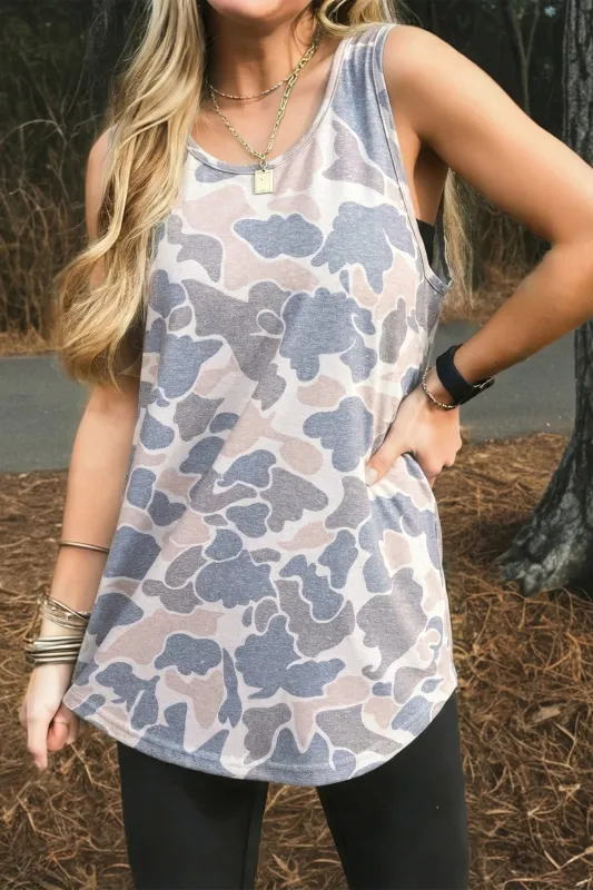Retro Camo Print Oversized Tank Top – Multicolour made by eAura