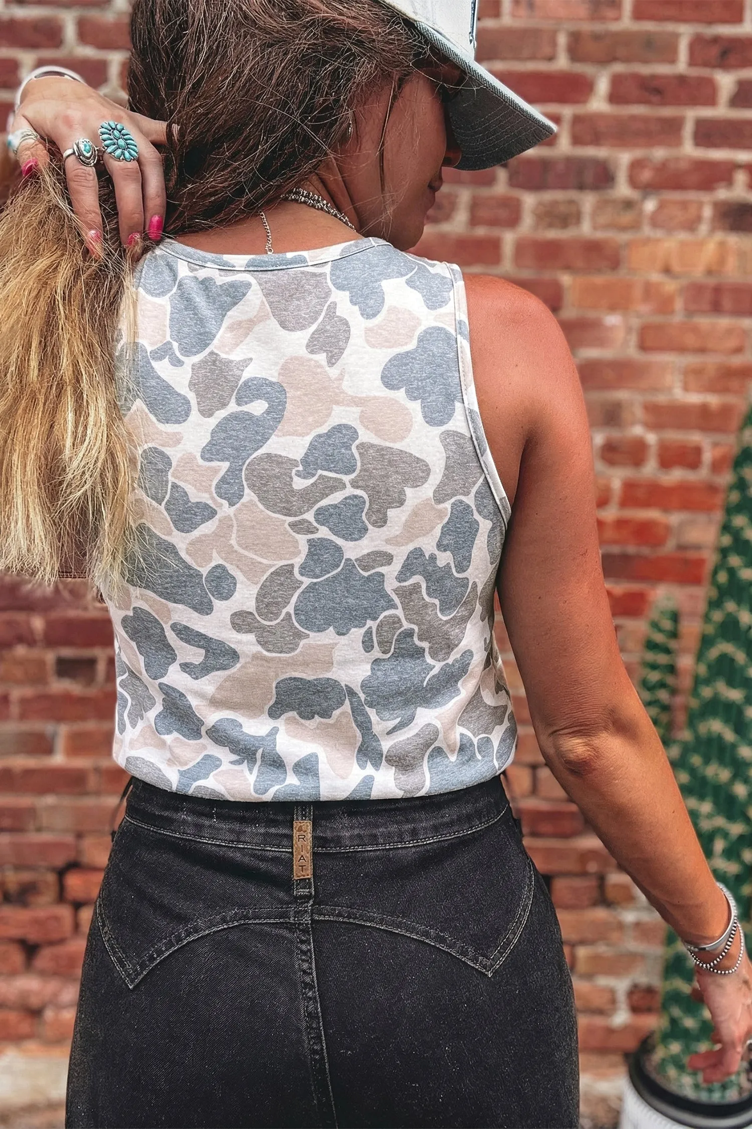Retro Camo Print Oversized Tank Top – Multicolour sold by Beagle Boutique product image thumbnail 2