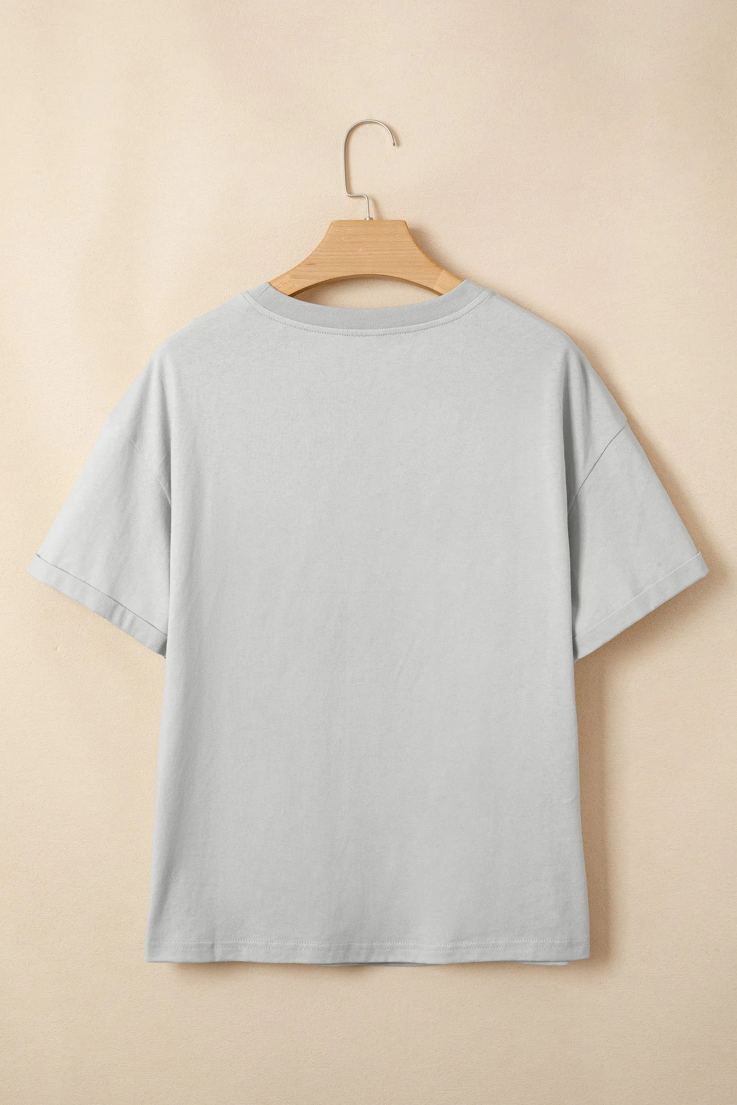 Light Grey Floral Crochet Bow Patched Cotton T-Shirt sold by Beagle Boutique product image thumbnail 4