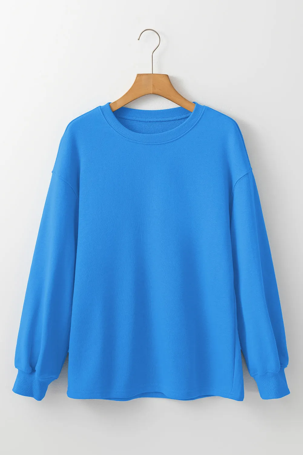 Drop Shoulder Long Sleeve Basic Sweatshirt – Blue sold by Beagle Boutique product image thumbnail 4