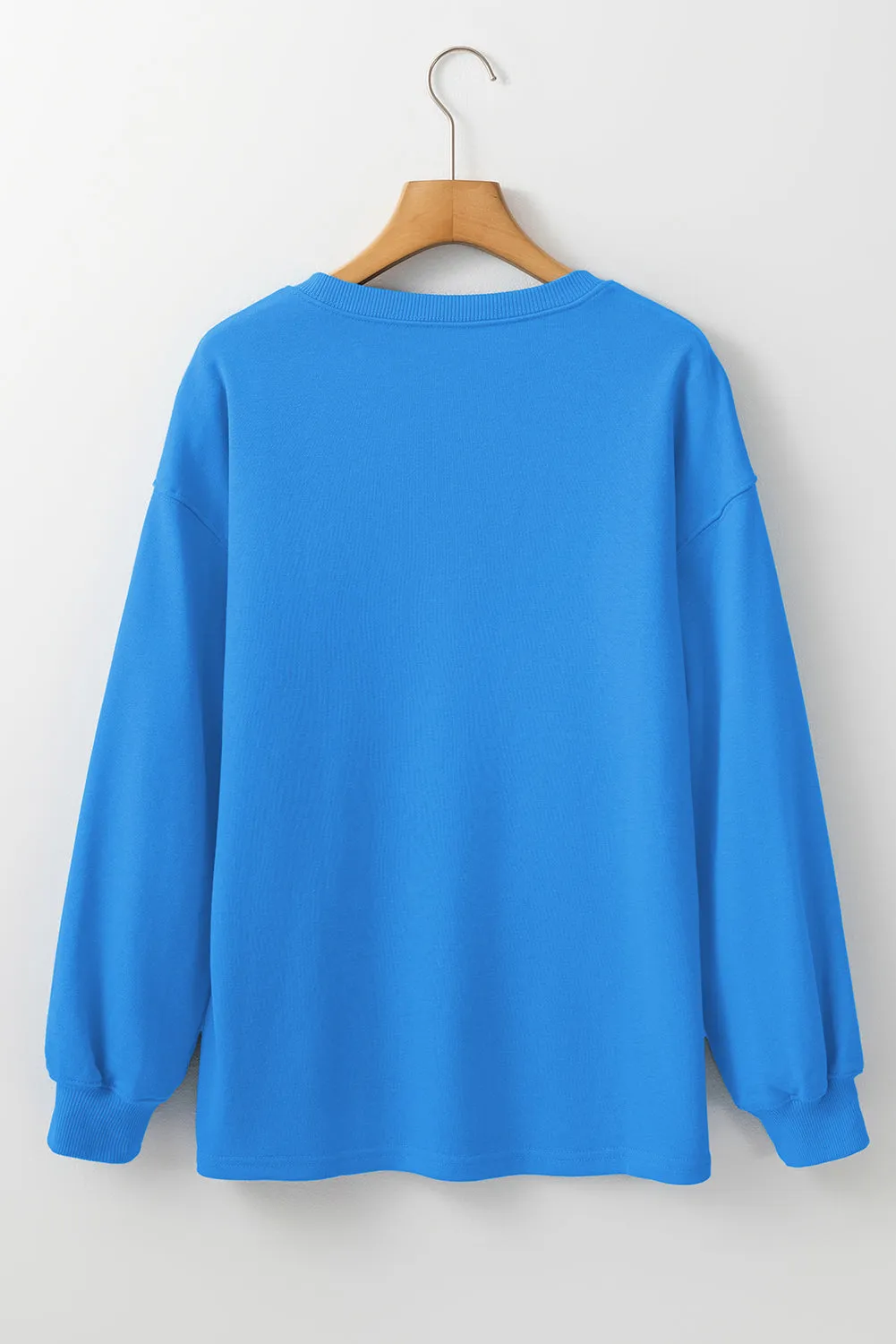 Drop Shoulder Long Sleeve Basic Sweatshirt – Blue sold by Beagle Boutique product image thumbnail 5